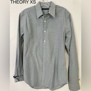 THEORY men’s long sleeve button down shirt in light grey gray dress shirt